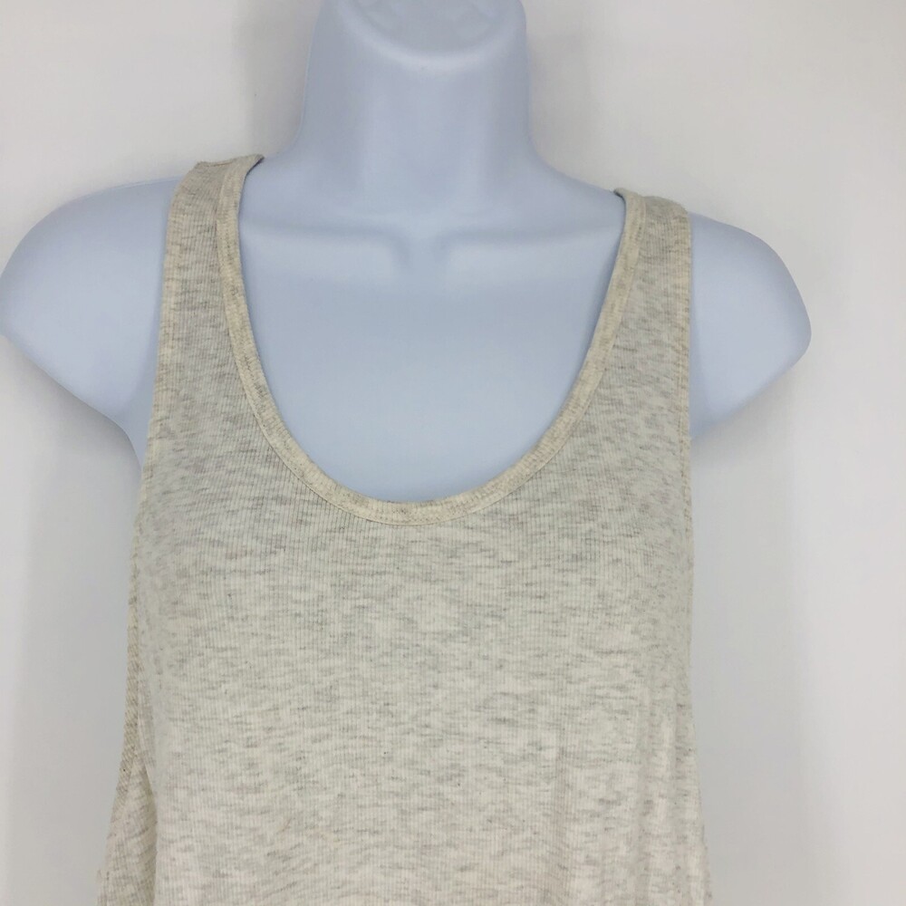 Athleta Gray Thermal Open Back Tank Top Womens Size Small Cropped Back Racerback - Picture 2 of 8